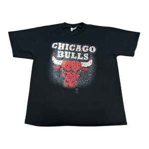 Vintage Chicago Bulls T Shirt Mens XL Black Lee Sport NBA Basketball Water Drops